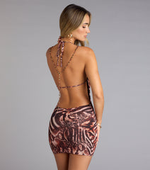 Wild Streak Halter Bodycon Mini Dress