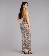 Strike Again Snake Print Maxi Dress