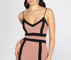 Color Block Crepe Mini Dress