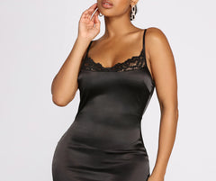 Satin and Lace Mini Dress