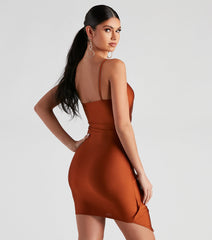 Wrapped In Pleats Satin Mini Dress