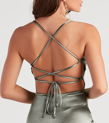 Love Me Madly Satin Lace Up Dress