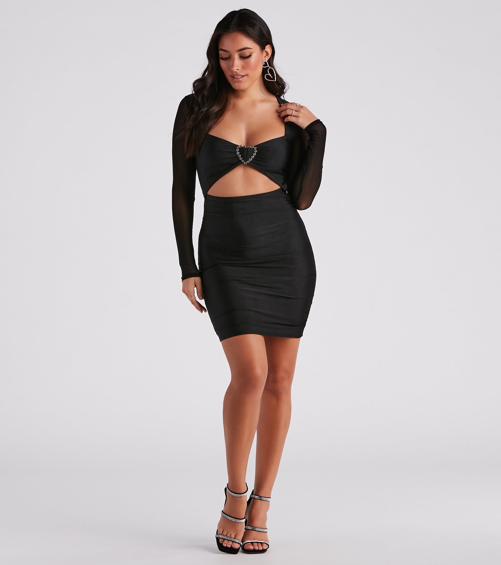 Secret Admirer Rhinestone Heart Mini Dress