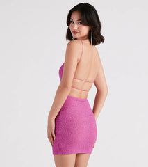Glow Up Glitter Strappy Back Mini Dress