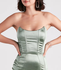 Smooth Talks Satin Bustier Dress