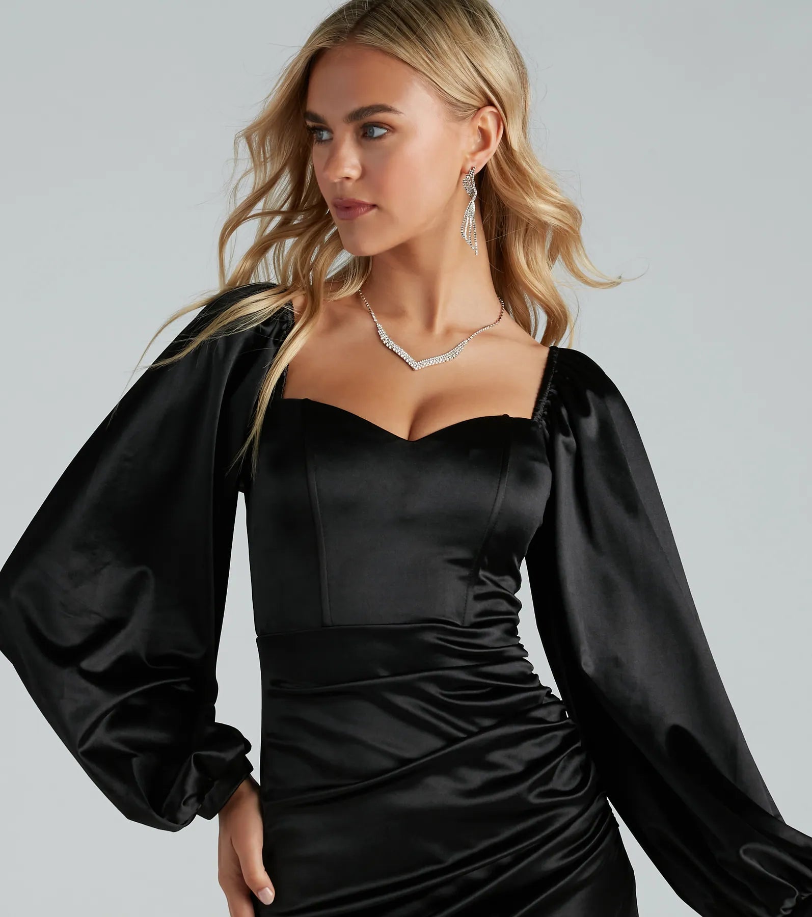 Lavish Satin Sweetheart Wrap Dress