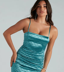 Charming Behavior Satin Rhinestone Mini Dress