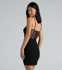 Iconic Behavior Crepe Mesh Mini Dress