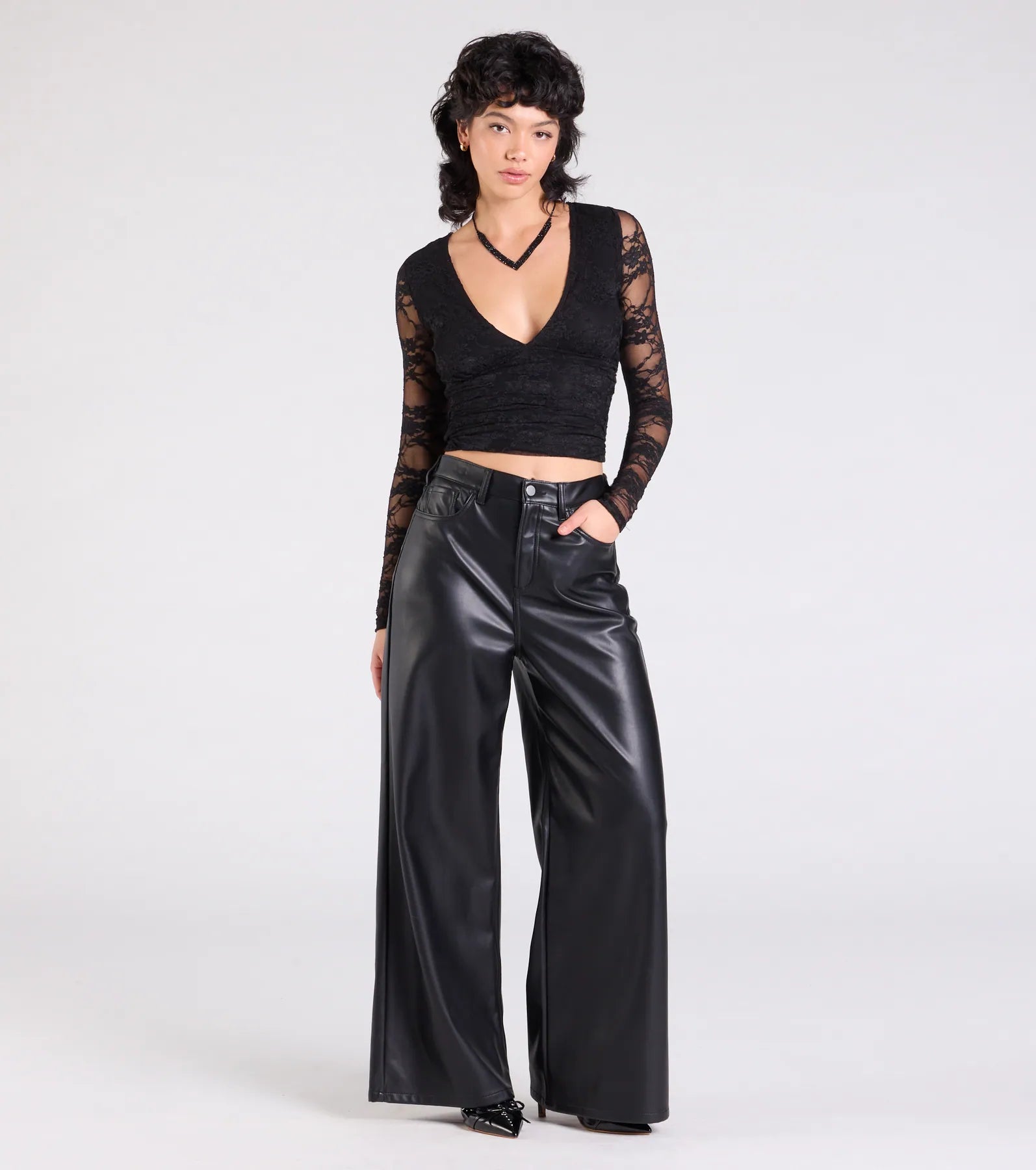 Sultry And Chic Sheer Lace Long Sleeve Top