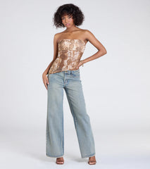 Hiss And Tell Snake Print Mesh Crop Top