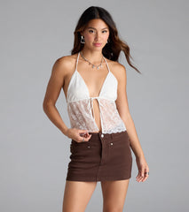 Unforgettable Babe Sheer Lace Crop Top