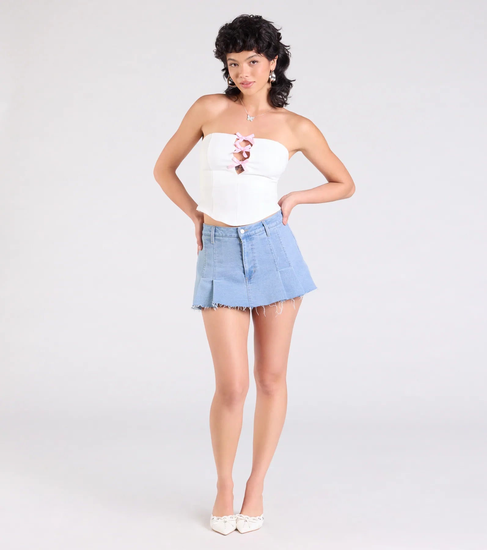 Lookin' Cute Bow-Trim Cutout Top