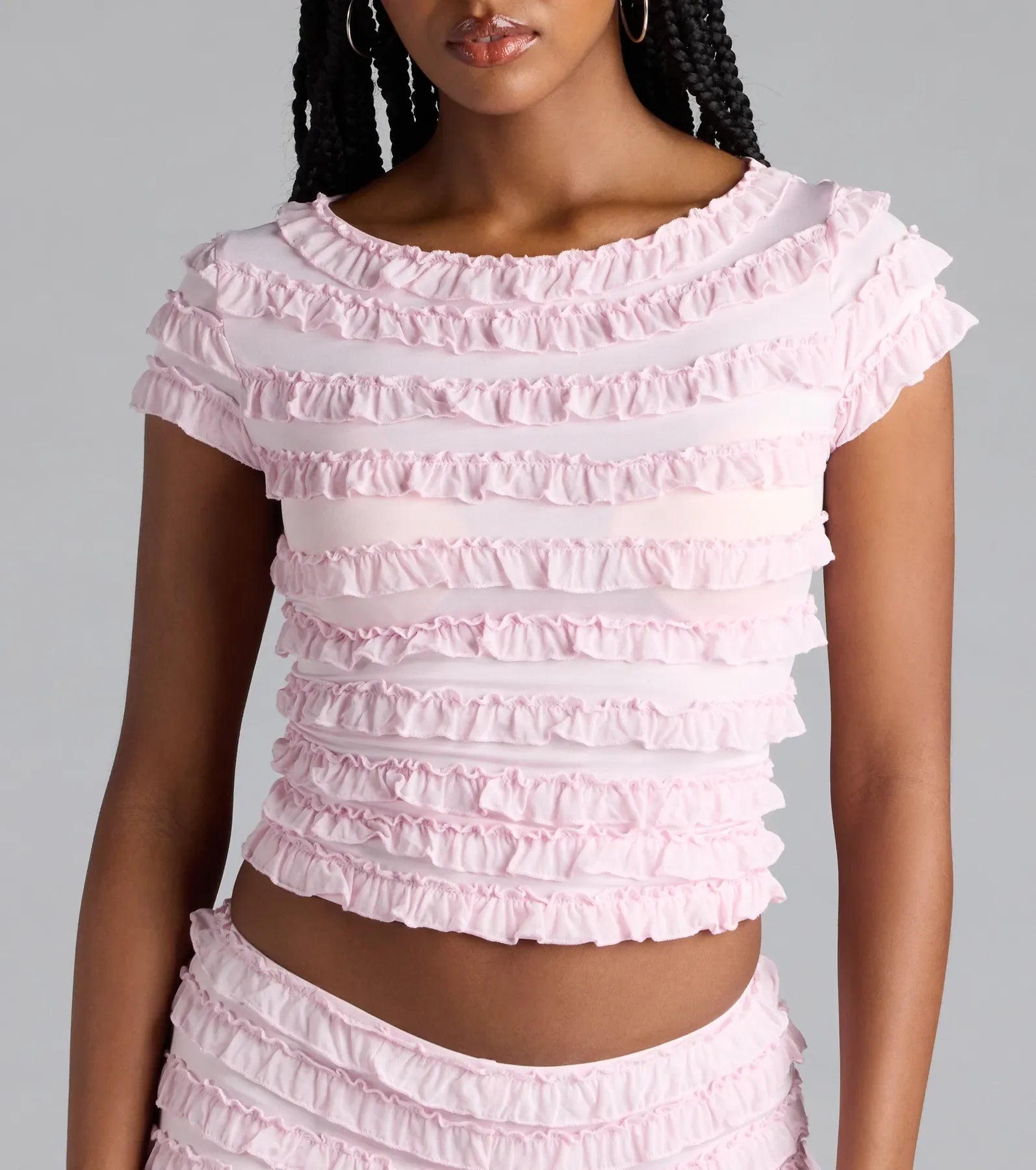 Summer Spice Lace-Up Ruffle Crop Top