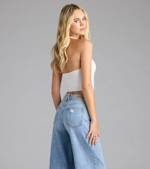 Gorgeous Night Lace Trim Corset Halter Top