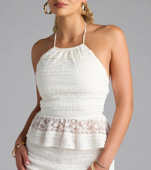 Eyes On You Halter Strappy Back Lace Top