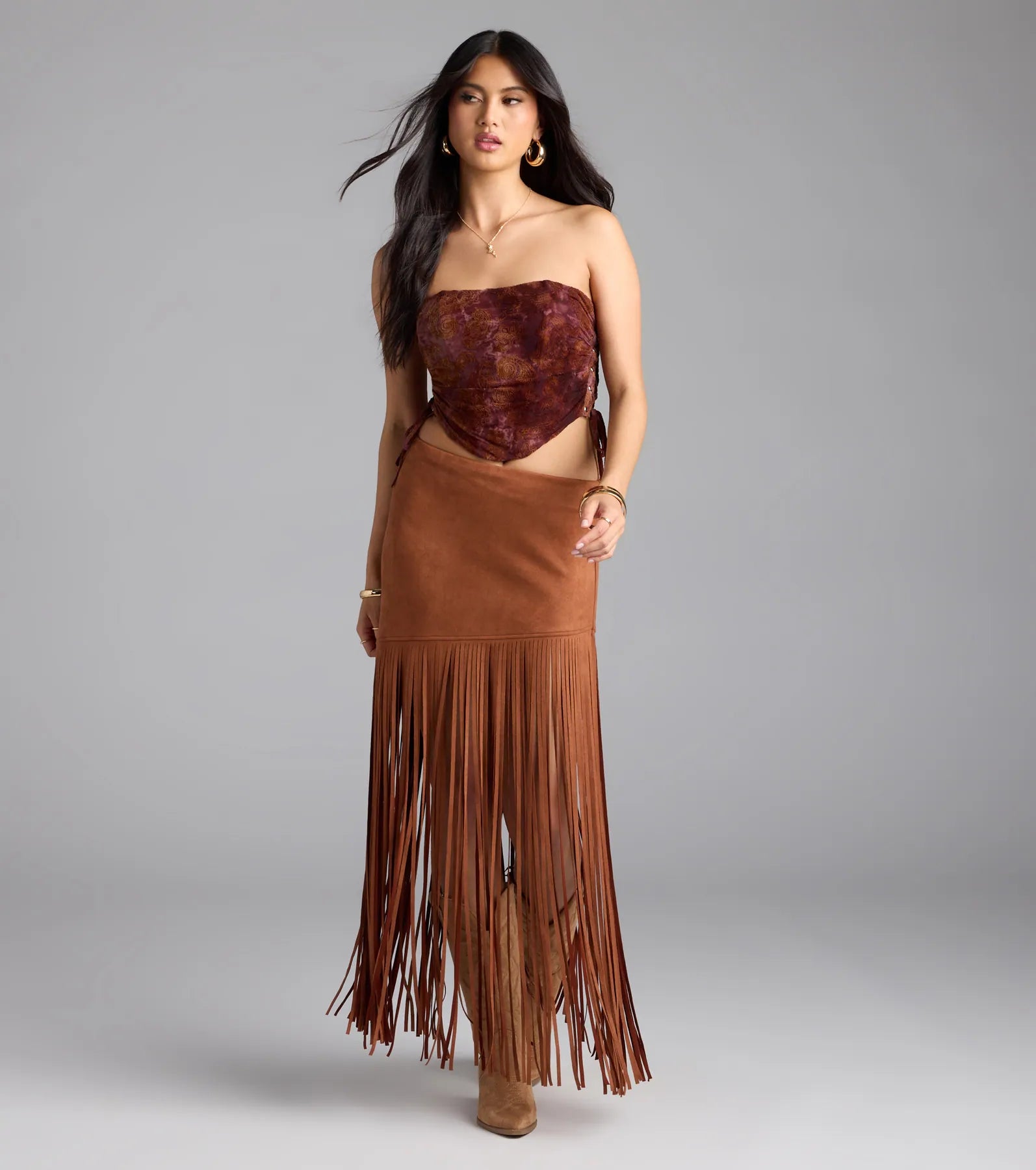 Romantic Nights Lace-Up Paisley Corset Top