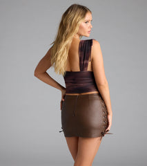 Up A Notch Plunge Abstract Crop Top