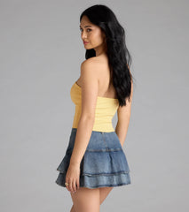 Posh And Pretty Strapless Bow Ponte Crop Top