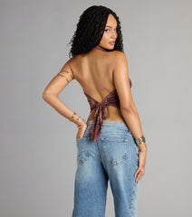 Wild Side Calling Cowl Halter Leopard Crop Top