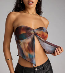 Flirty Feels Abstract Print Tube Top
