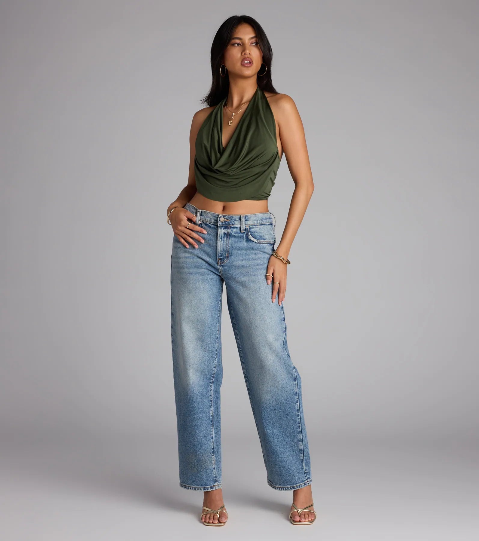 Take The Plunge Sleeveless Halter Crop Top