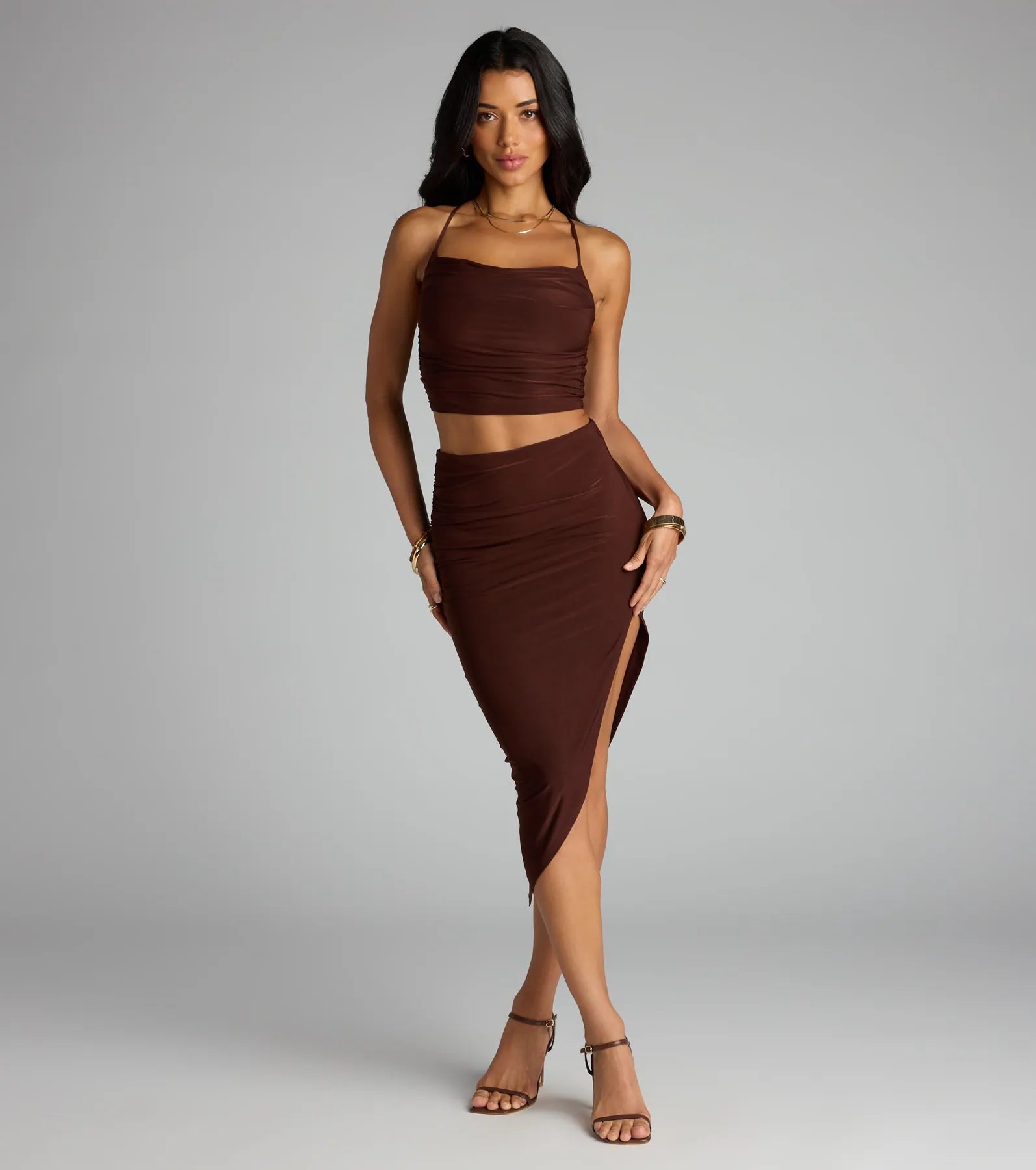 Always Happy Hour Cowl Neck Crop Top