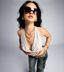 Barely Behaving Metallic Halter Crop Top