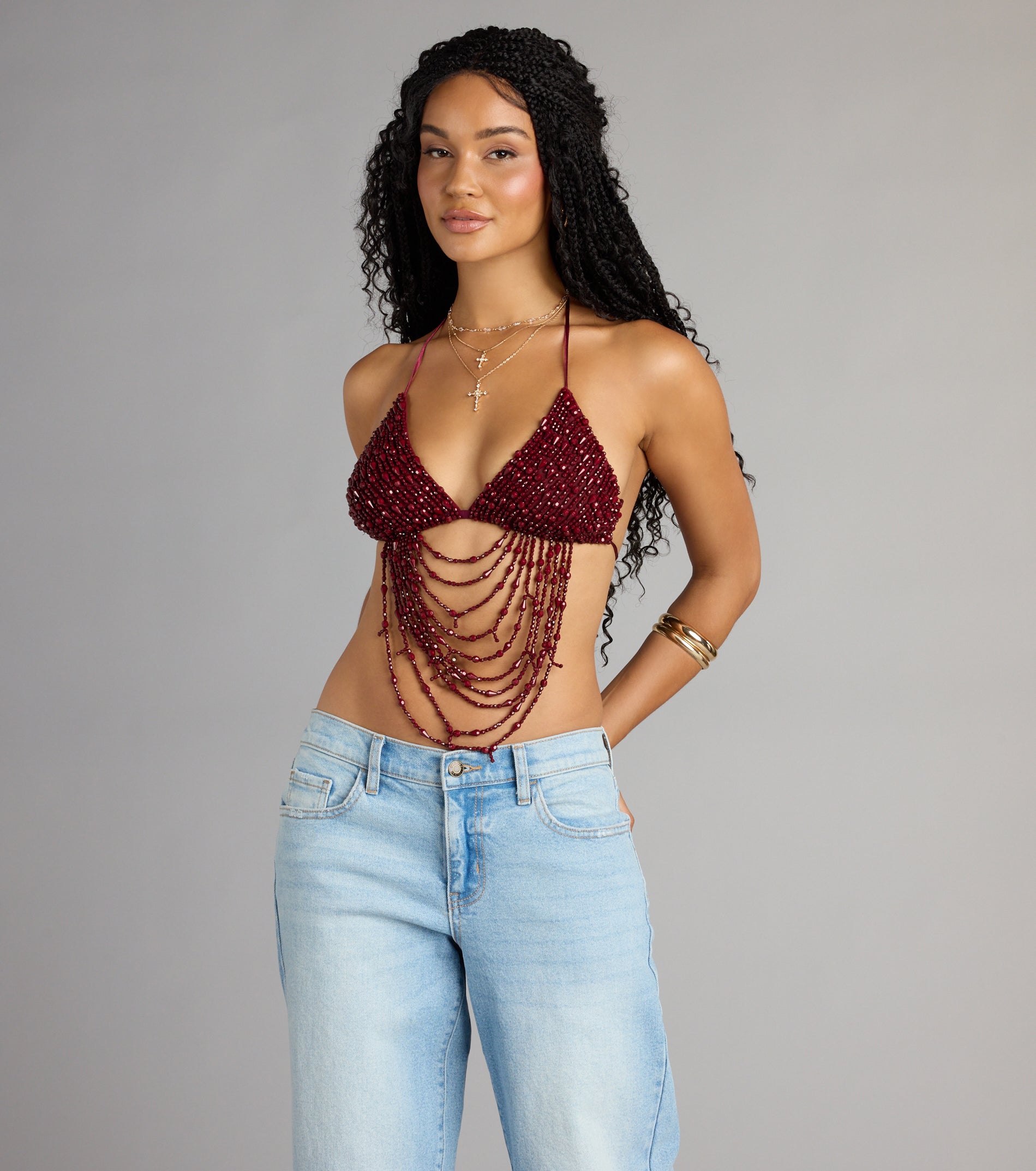 Festival Headliner Beaded Triangle Bralette
