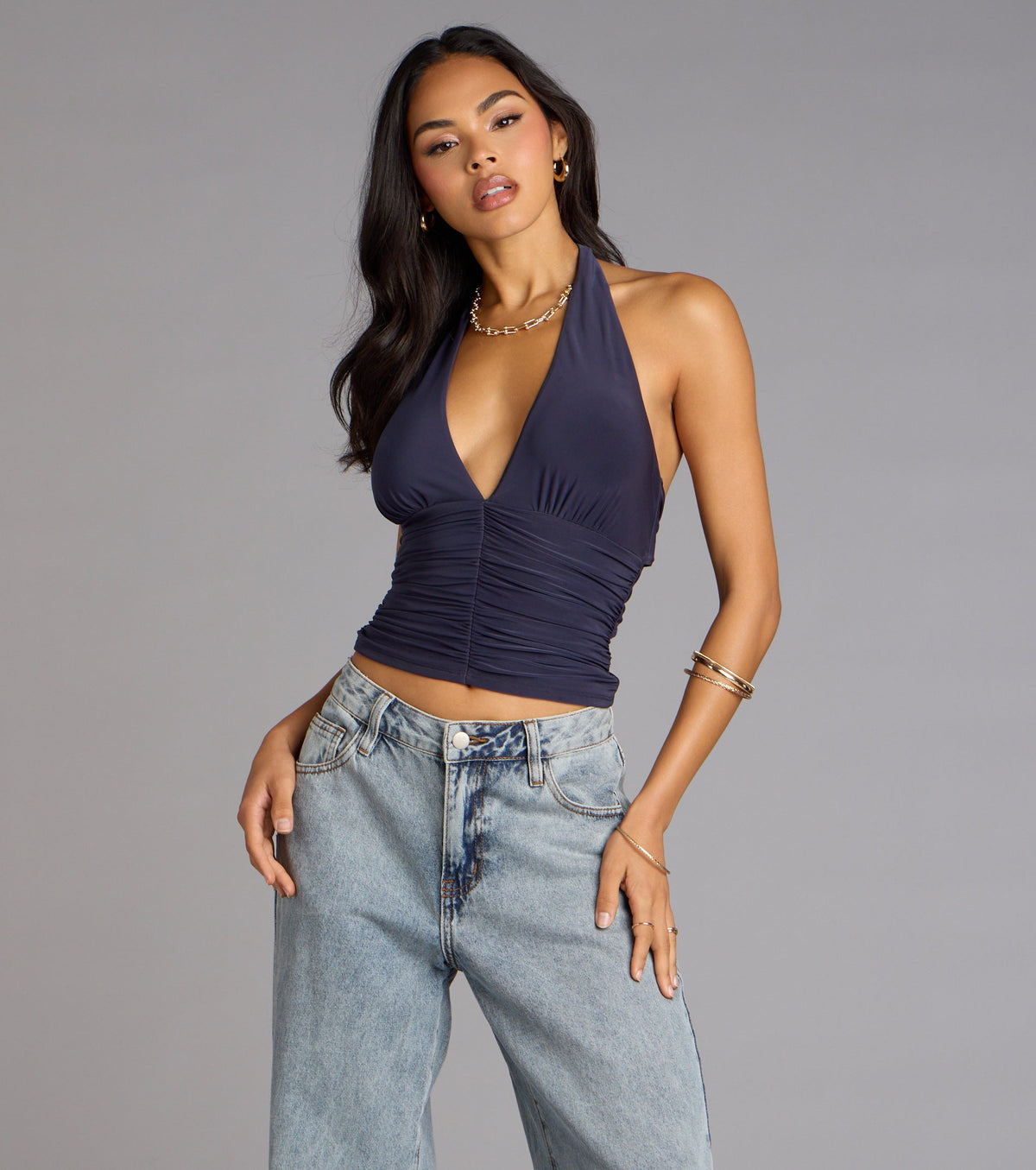 Hot Take Ruched Halter Tank Top