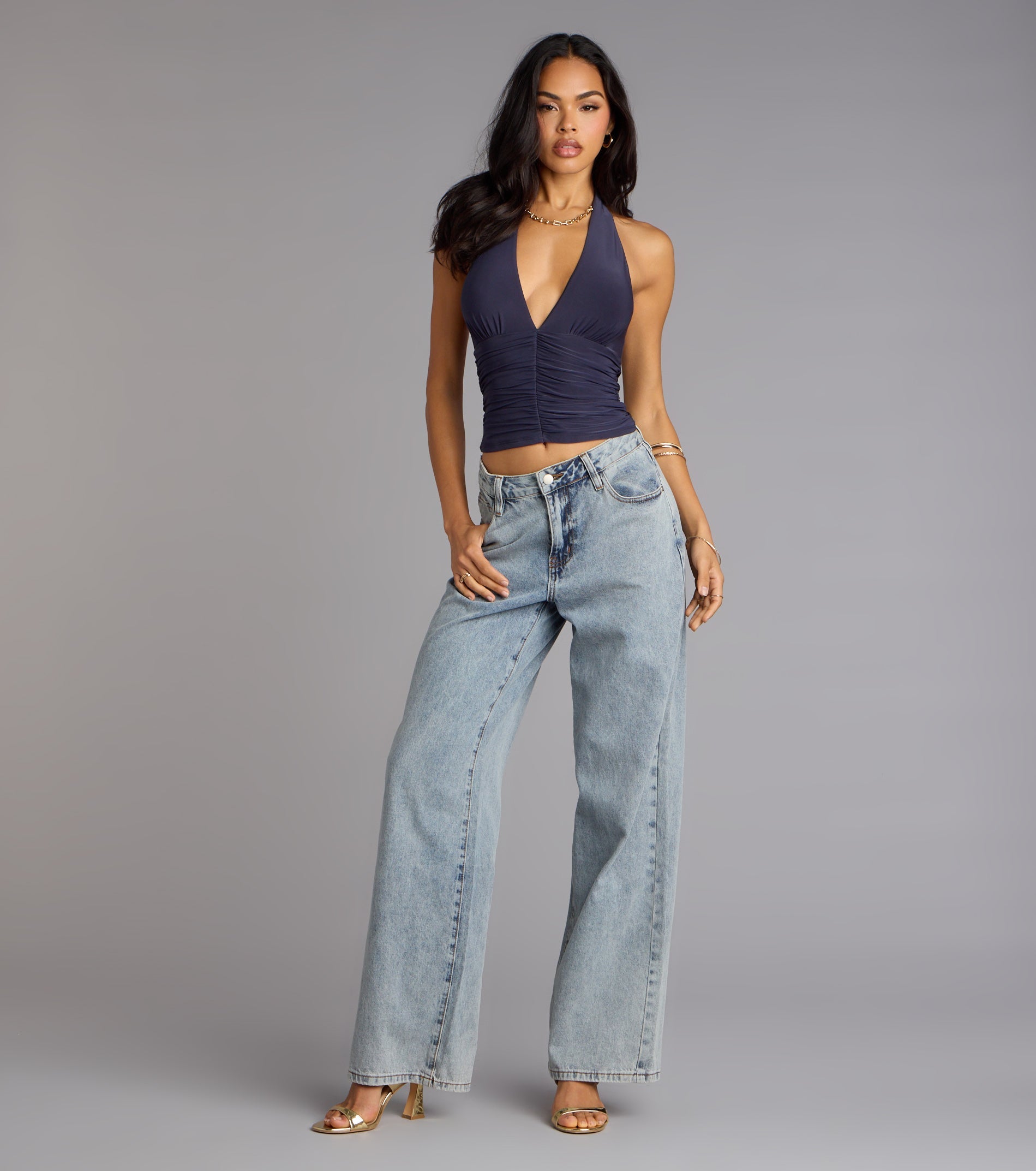 Hot Take Ruched Halter Tank Top