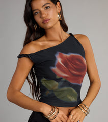 Sweet Like Roses Twist Strap Mesh Tank Top