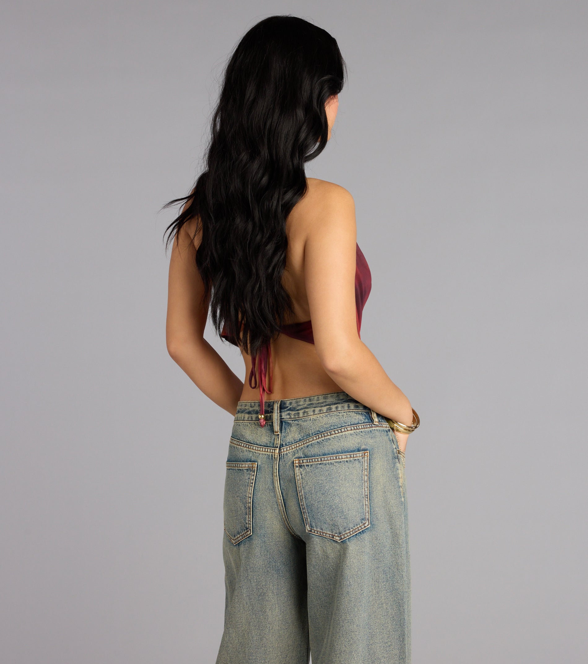 Bold Flow Cowl Halter Crop Top