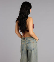 Bold Flow Cowl Halter Crop Top