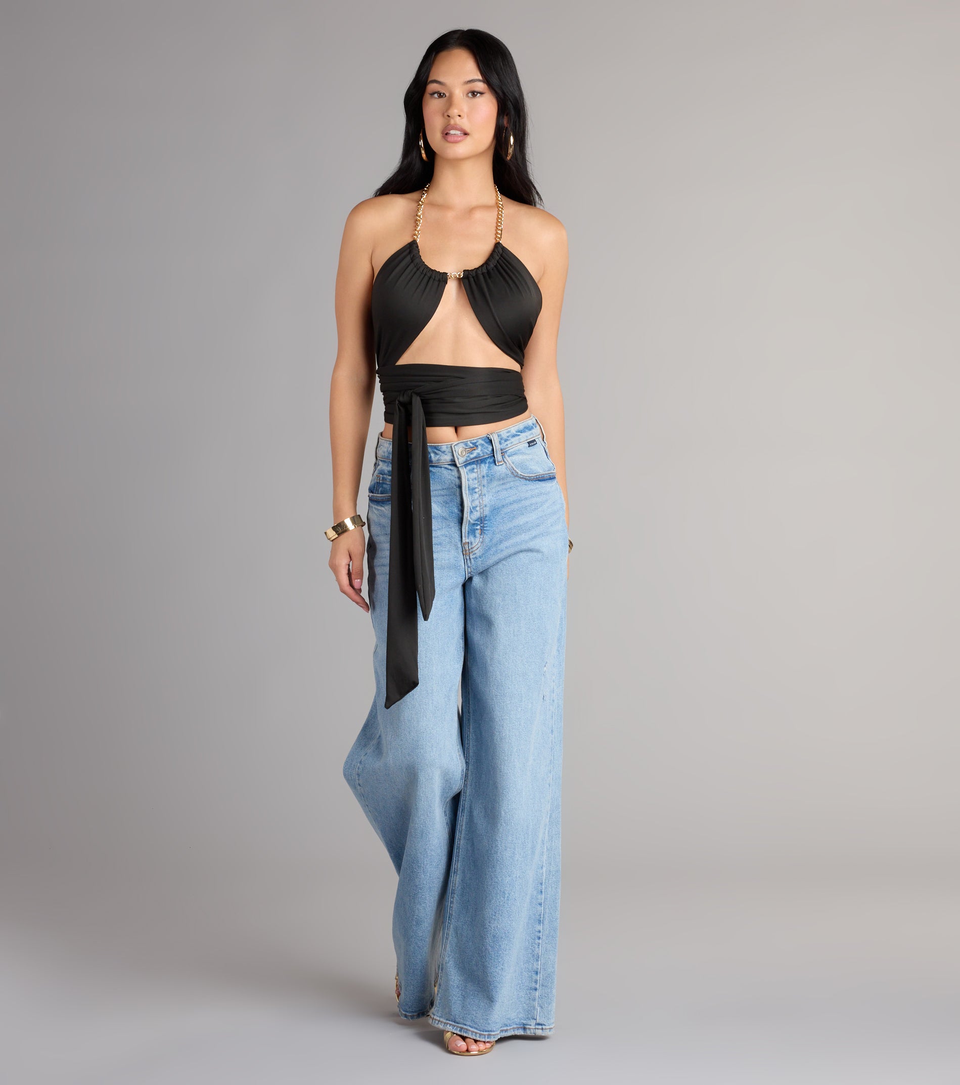 Chain Reaction Wrap Halter Top