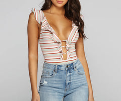 Between The Lines Striped Bodysuit