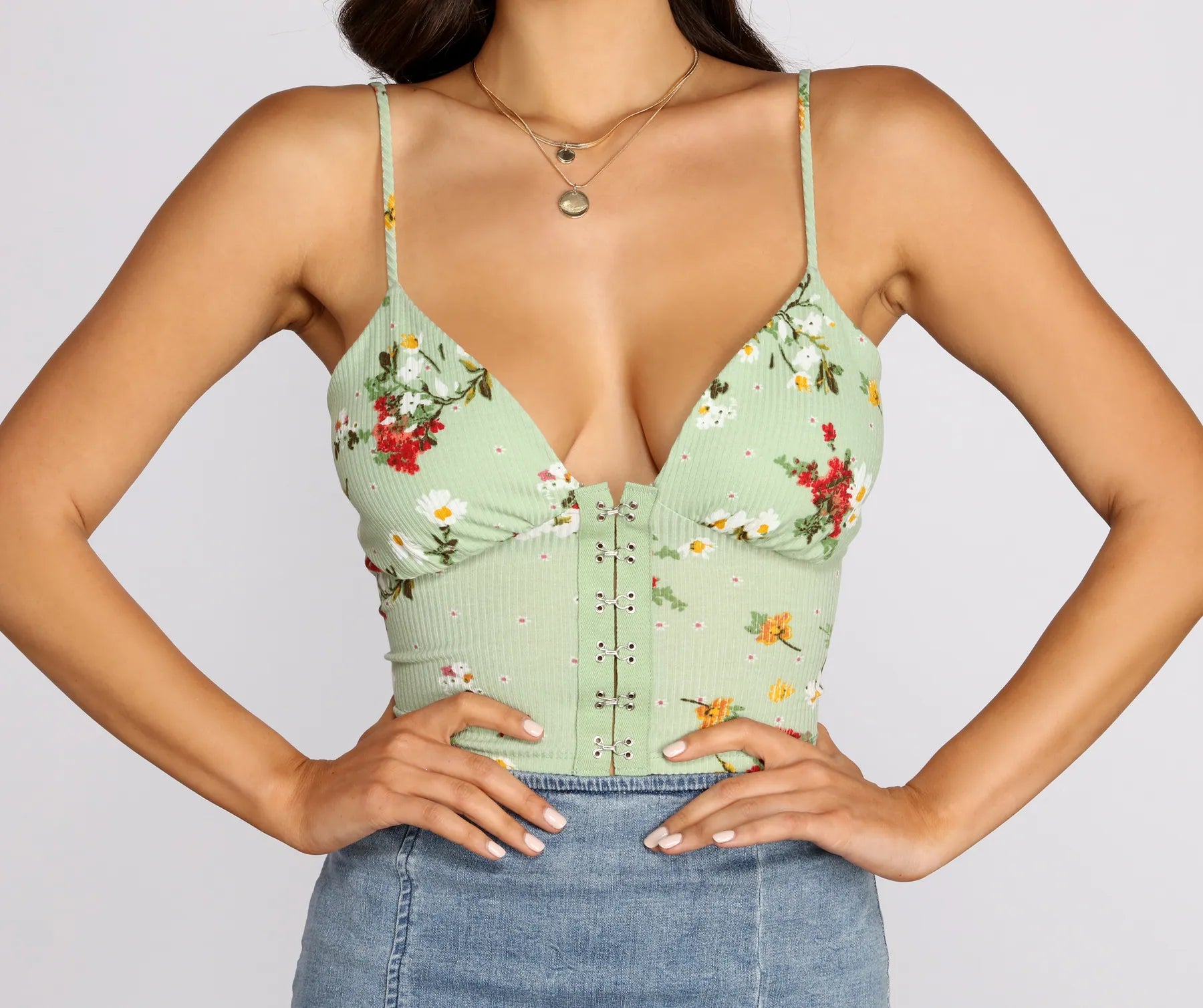 Ditsy Floral Ribbed Knit Tank