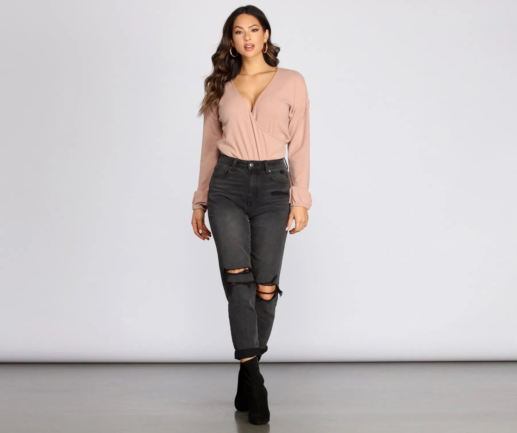 Loving Knit Wrap Front Bodysuit