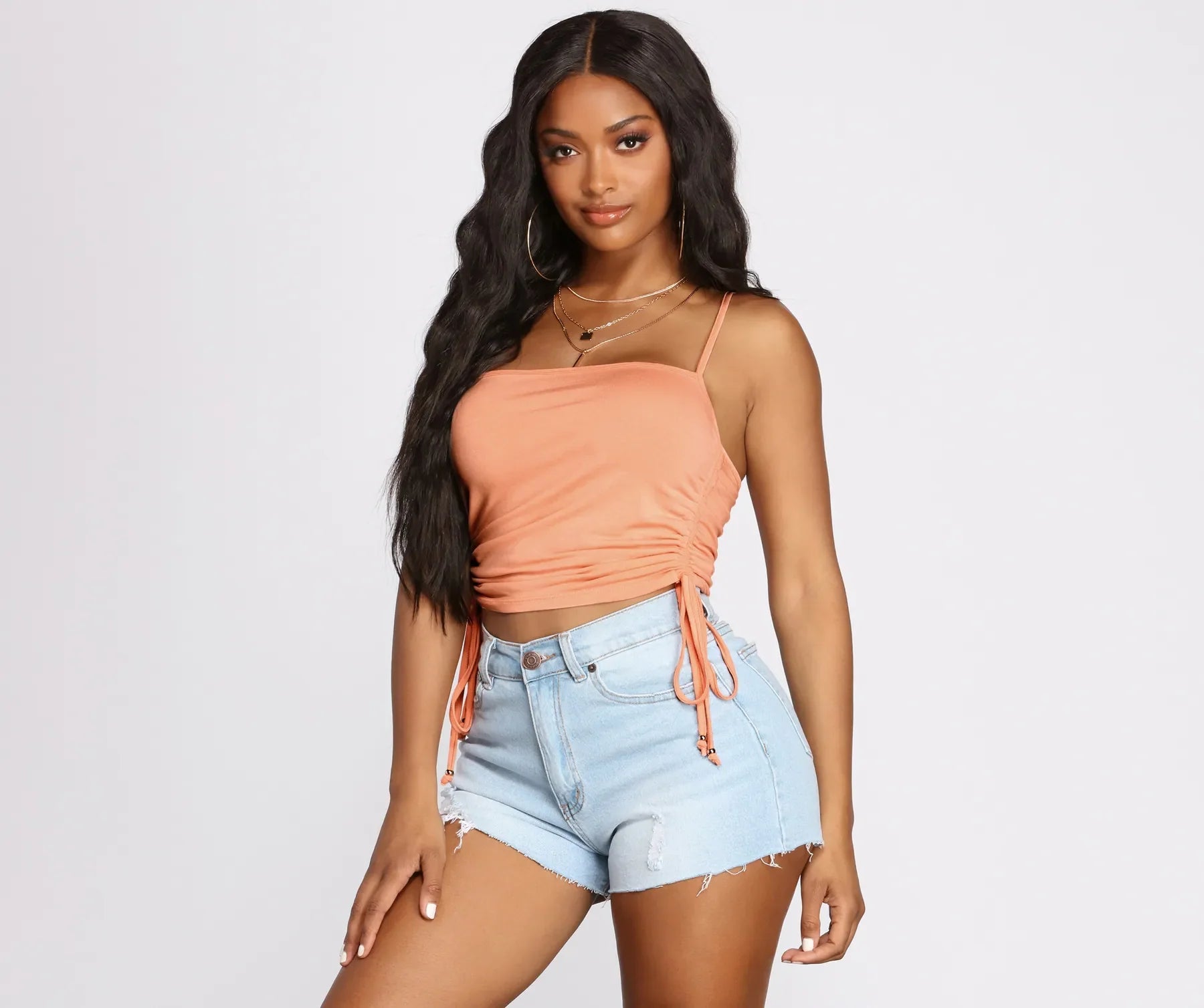 Drawstring Hem Casual Cami