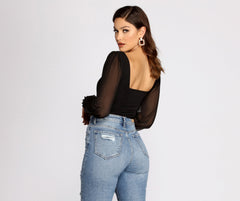 Truly Adored Sheer Sleeve Bodysuit