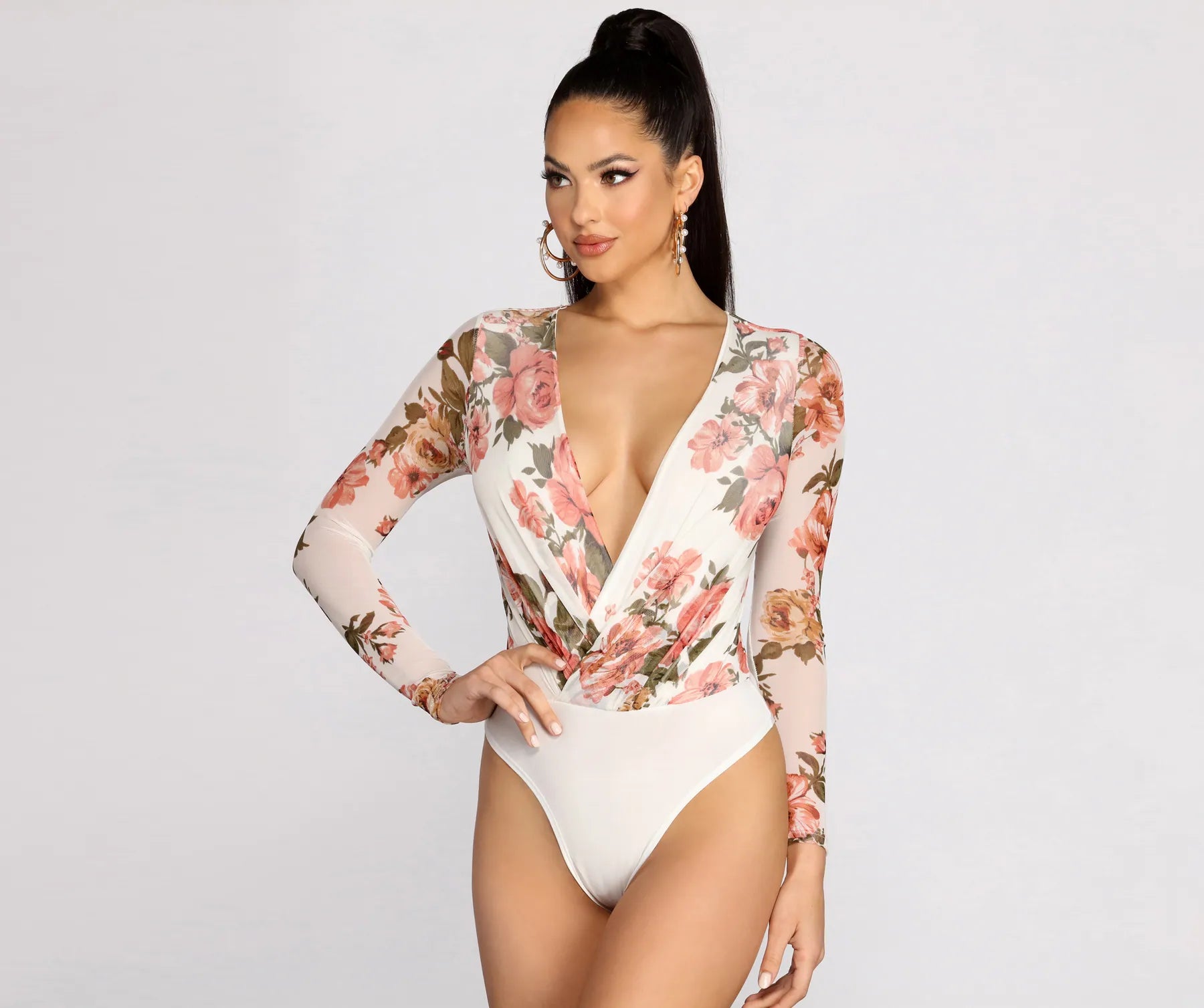 Fresh In Floral Mesh Bodysuit