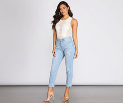 Floral Applique Mesh Bodysuit