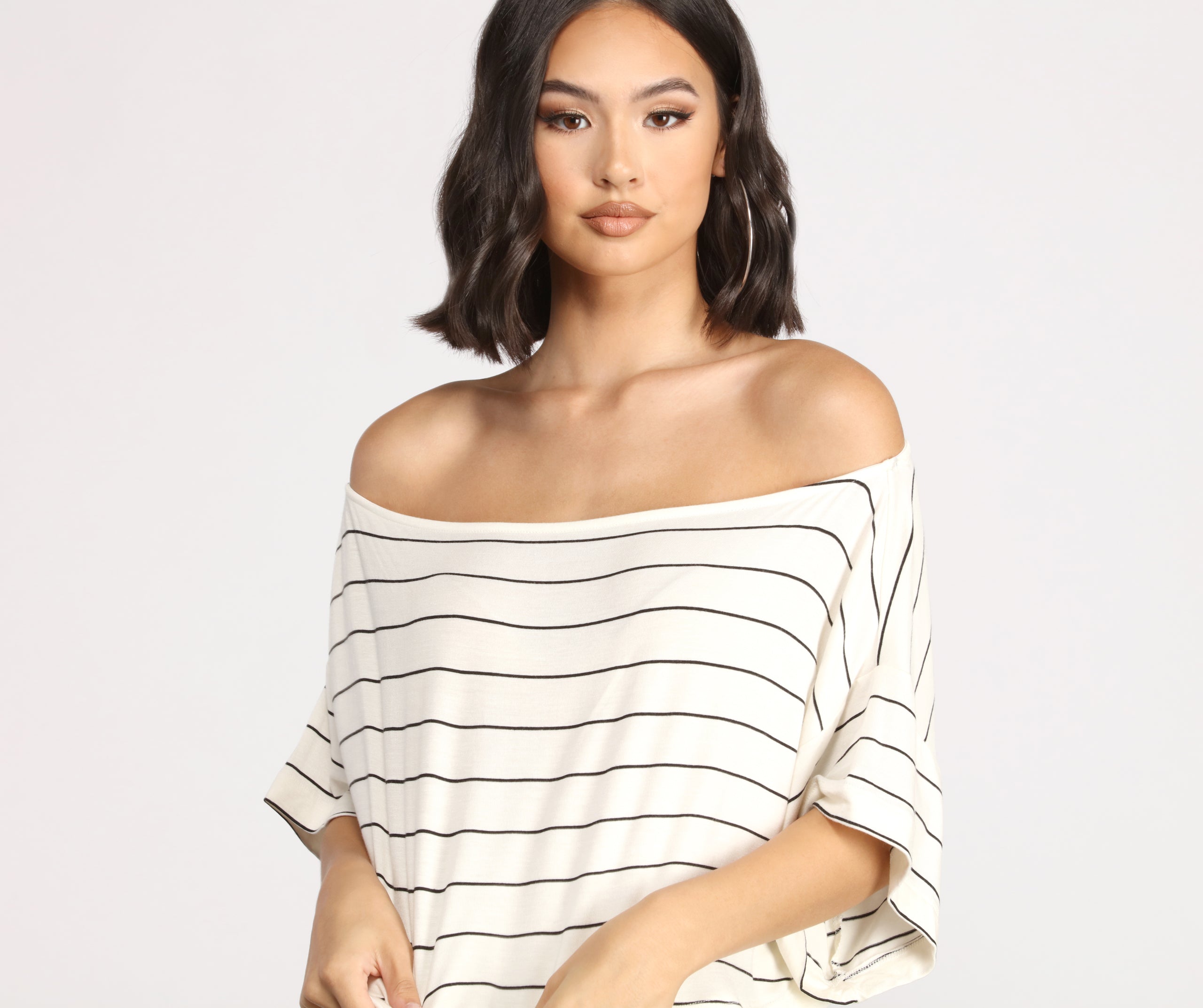 Sweet Stripes Dolman Sleeve Crop Top
