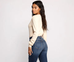 Sultry Deep V Neck Ribbed Bodysuit