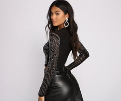 Bring The Heat Sheer Mesh Embellished Crop Top