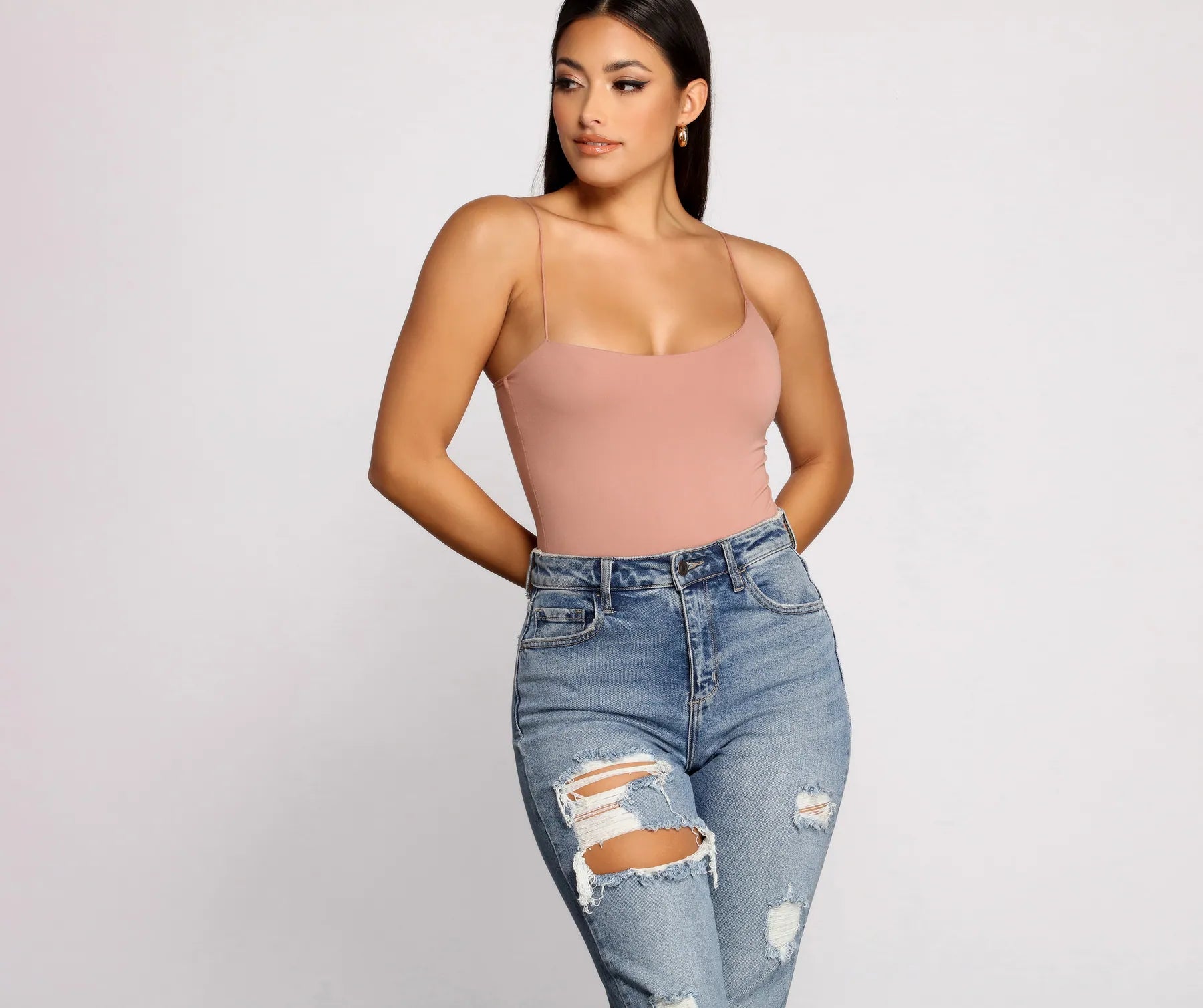 Keeping Knit Basic Asymmetrical Strap Bodysuit