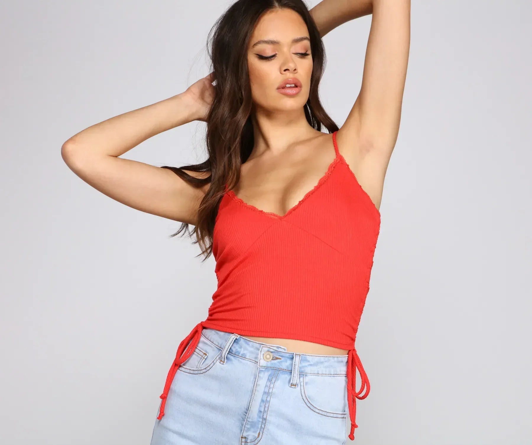 So Chic Lace-Up Ribbed Crop Top