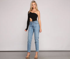 Sleek And Stunning One Shoulder Cutout Bodysuit