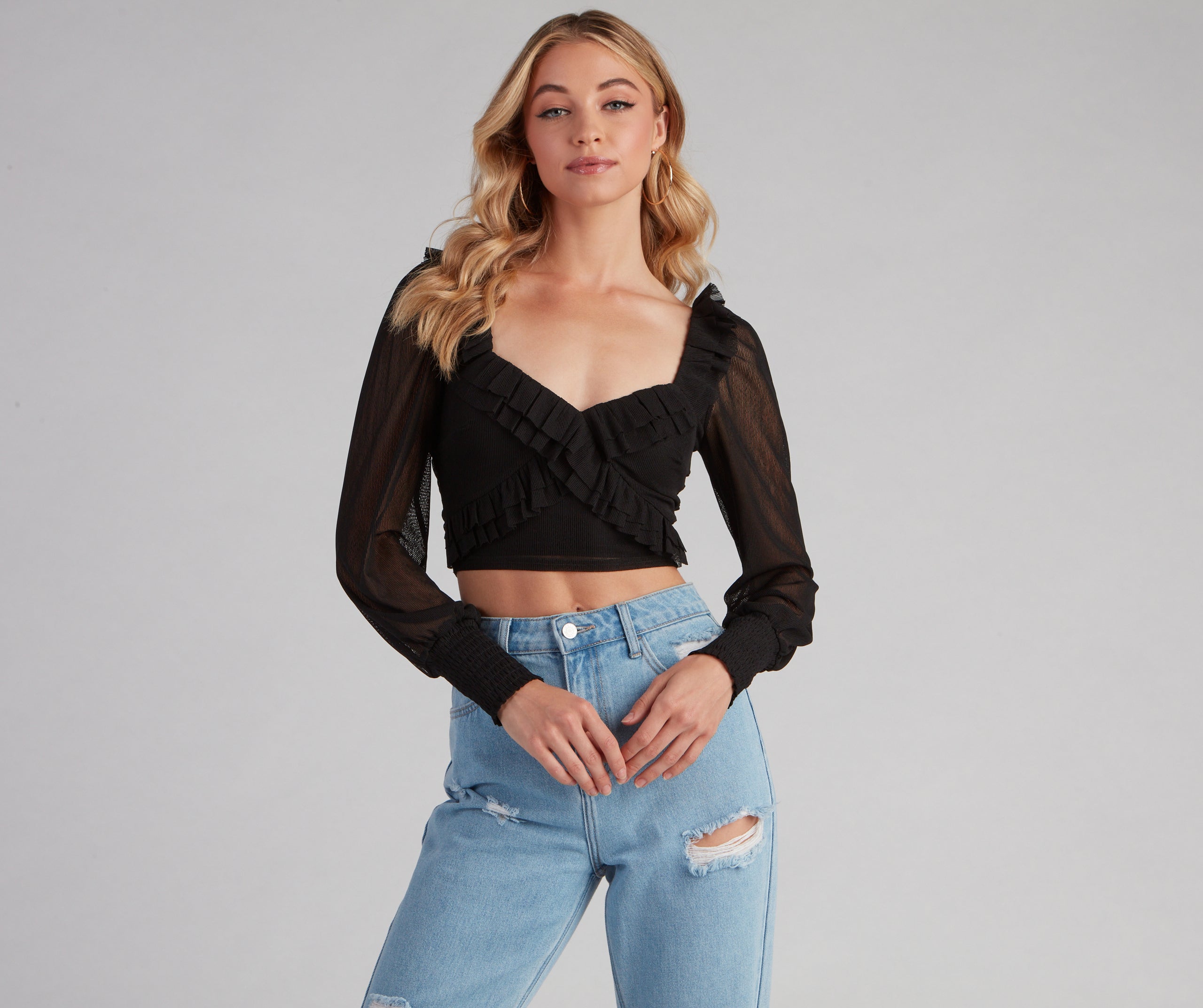 Flirty Flair Ruffle Detail Crop Top