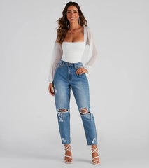 Elevated Basic Ruched Mesh Bodysuit