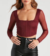 Eyes On Polka Dot Mesh Corset Top